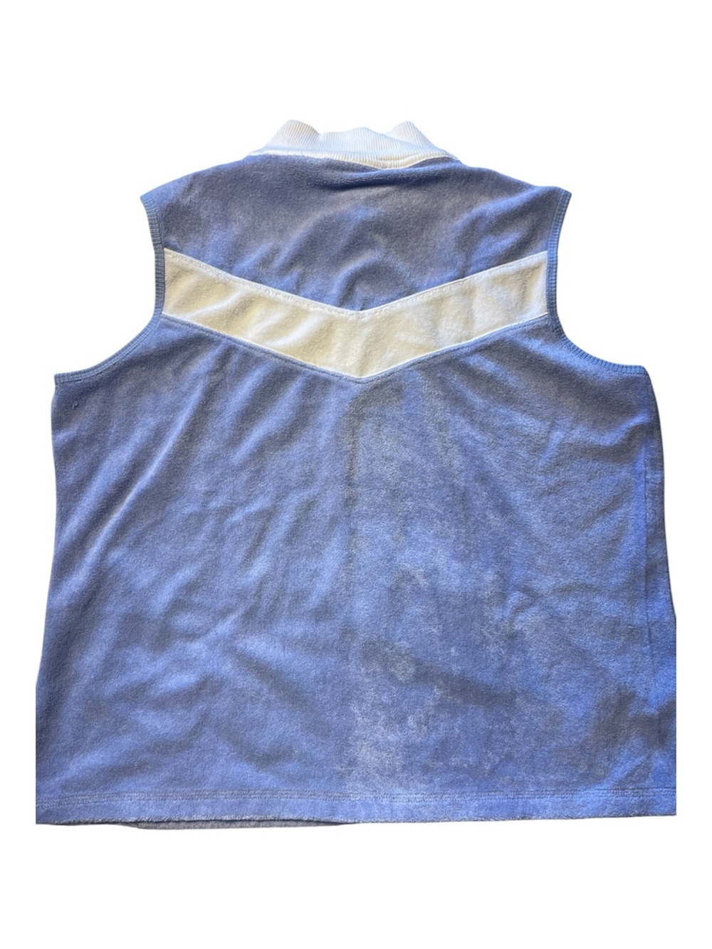 Liz Claiborne Light Blue Sleeveless Zip Terry Pullover with White Detail - Picture 2 of 6